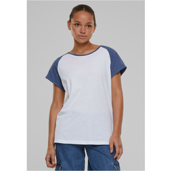 Womens T-shirt Contrast Raglan - white/blue