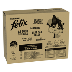 Jumbo pakiranje Felix So gut wie es aussieht vrećice 80 x 85 g - Riblji miks (4 vrste)