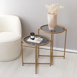 Hanah Home Klub sto 50x50x50cm Zlatno-Sivi