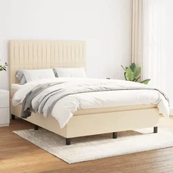 shumee Box spring postelja z vzmetnico krem 140x200 cm blago