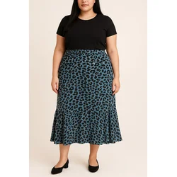 Plus size krilo z leopardjim potiskom, modro