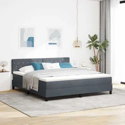 LED Box Spring Krevet s madracem Tamno siva 180 x 200 cm Baršun