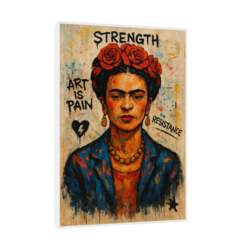 Canvas Slika na platnu Frida Kahlo Kraljica boja 60x90cm, Sa ramom, Beli