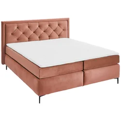 Boxxx BOXSPRING POSTELJA 160 cm  x 200 cm , tekstil starinsko roza