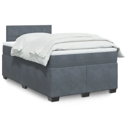vidaXL Box spring postelja z vzmetnico temno siv 120x190 cm žamet