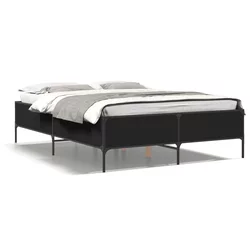 Okvir za krevet crni 140x190 cm konstruirano drvo i metal