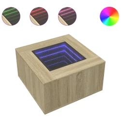 Stolić za kavu LED boja hrasta 60x60x40 cm konstruirano drvo