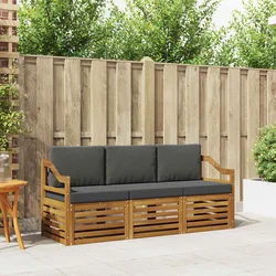 Setovi sofa 3 pcs Prirodna i antracit Čvrsto drvo akacije