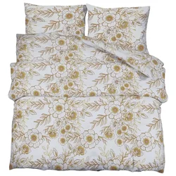 Vidaxl Posteljnina bela in rjava 140x200 cm bombaž