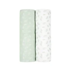 KikkaBoo Pelene od muslina set 2 pcs 80x80 Leaves Mint (KKB11068)