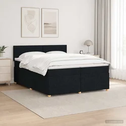 vidaXL Postelja boxspring z vzmetnico Črna 200 x 200 cm Blago