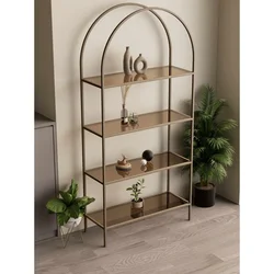 Hanah Home Linda polica za knjige 80 × 172 × 30 cm, antik / bronzano staklo