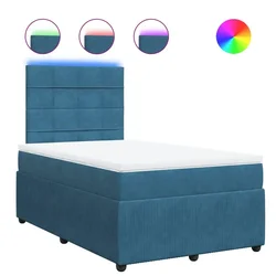 Vidaxl Box spring postelja z vzmetnico modra 120x190 cm žamet
