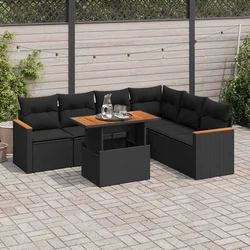 7-dijelni set vrtnih sofa od poliratana s jastucima crni bagrem