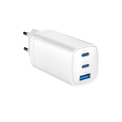 Gembird TA-UC-PDQC65-01-W USB Brzi punjač, 3-port, 65W, GaN, Beli