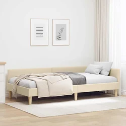 vidaXL Kotna postelja krema 90 x 200 cm blago