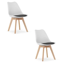 Brandless Stol MARK črno-bel/naravne noge x 2, (22030602)