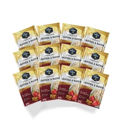 GoHealthy Paket ovsene kaše Premuim, Jagoda i badem, 64 g, 12 komada