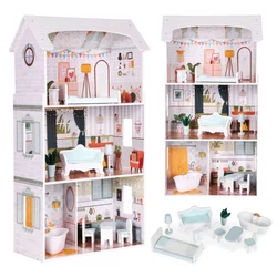 Kućica za lutke Alice na 3 sprata, 4 sobe, set sa 9 komada nameštaja – ECOTOYS