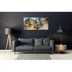 tulup.si Slika na steklu Old car architecture 120x60 cm 2 obešalnika