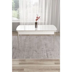 Hanah Home trpezarijski sto na razvlačenje Pale, 132 × 80 cm (razvučen 170 cm), bela ploča, hromirane noge
