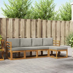 Set vanjskih sofa s jastukom 5 pcs Prirodna i svijetlo siva