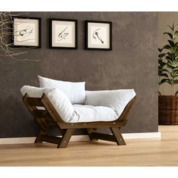 Hanah Home Baštenska sofa sa jednim sedištem i jastukom, Orah i bela