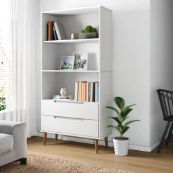 Regal za knjige MOLDE bijeli 85x35x170,5 cm od masivne borovine
