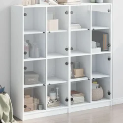 Regal za knjige s vratima bijeli 136 x 37 x 142 cm drveni