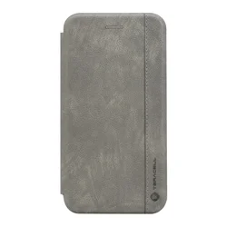 Maska na preklop Teracell Leather za Huawei Y6p, Siva