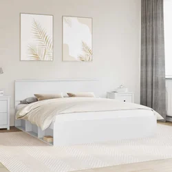 Vidaxl Konstrukcija postelje Bela 200 x 200 cm Konstruiran les