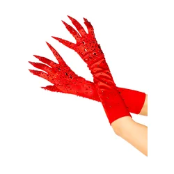 Leg Avenue Rhinestone Claw Gloves Red