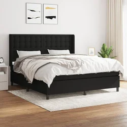 Vidaxl Box spring postelja z vzmetnico črna 160x200 cm blago