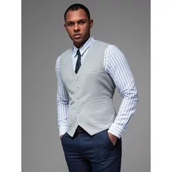 Ombre Fitted structured mens vest with patch pockets - grey melange