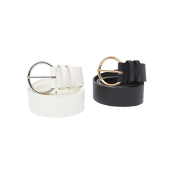 Basic PU Belt 2-Pack Cream + Black