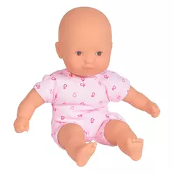 Lutka Mini Calin Pink Corolle sa smeđim očima i ružičastom odjećom s uzorkom 20 cm od 18 mjes