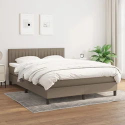 shumee Box spring postelja z vzmetnico taupe 140x200 cm blago