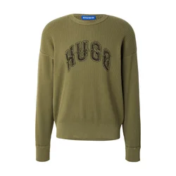 HUGO Pulover Showdy oliva / črna