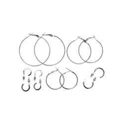 Basic hoop earrings 6-pack - silver color