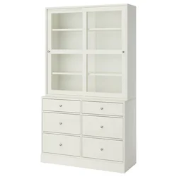 HAVSTA Komb.odlaganje,staklena vrata, bela, 121x47x212 cm