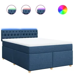 Vidaxl Box spring postelja z vzmetnico modra 160x200 cm blago