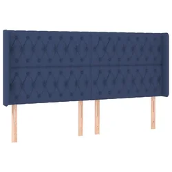 Vidaxl Vzglavje z ušesi modro 203x16x118/128 cm blago