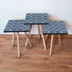 Hanah Home Set klub stočića 3Shp140, 3 komada, Šarena