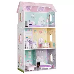 ECO TOYS Drvena kućica za lutke Blueberry Residence, Šarena