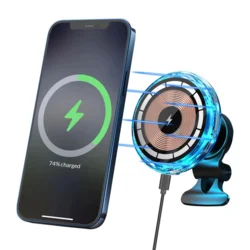 Auto drzac za telefon magnetni sa bezicnim punjenjem C25 crni