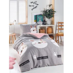 Hanah home Set Single posteljine Tavşancik, 140x200cm, Sivi