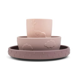 DONE BY DEER Set za jelo za bebe Deer Friends Stick&Stay, Roze