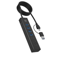 slomart USB Hub IB-HUB1737-C3 s 7 vrati (3x USB-C, 4x USB-A)