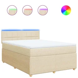 Vidaxl Box spring postelja z vzmetnico krem 140x200 cm blago