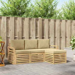 Set vanjskih sofa 4 pcs Bijela i bež 193,5 x 122,5 x 73 cm